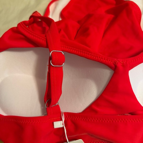 Cupshe One Piece Swimsuit Women Size L Red Cutout Tie Back Monokini Bathing Suit - Picture 10 of 12
